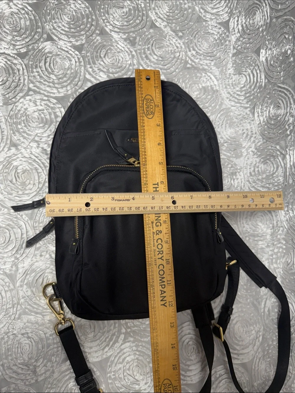 Tumi Black Nylon Backpack with Gold Hardware